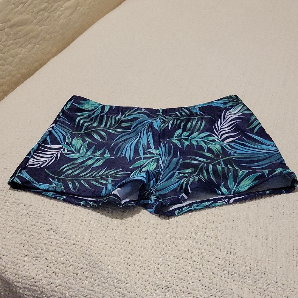 Blue and Green Leaf Print Swim Set - Picture 3 of 5